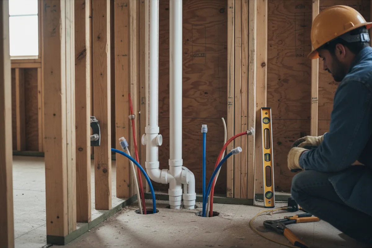 Drain and supply rough-in during Garbage Disposal Repair in Big Creek